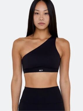 Set active sport body one shoulder Bra in Black